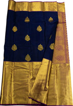 Blue Kanjeevaram Handloom Silk Saree - Pure Elegance - Luxurion World