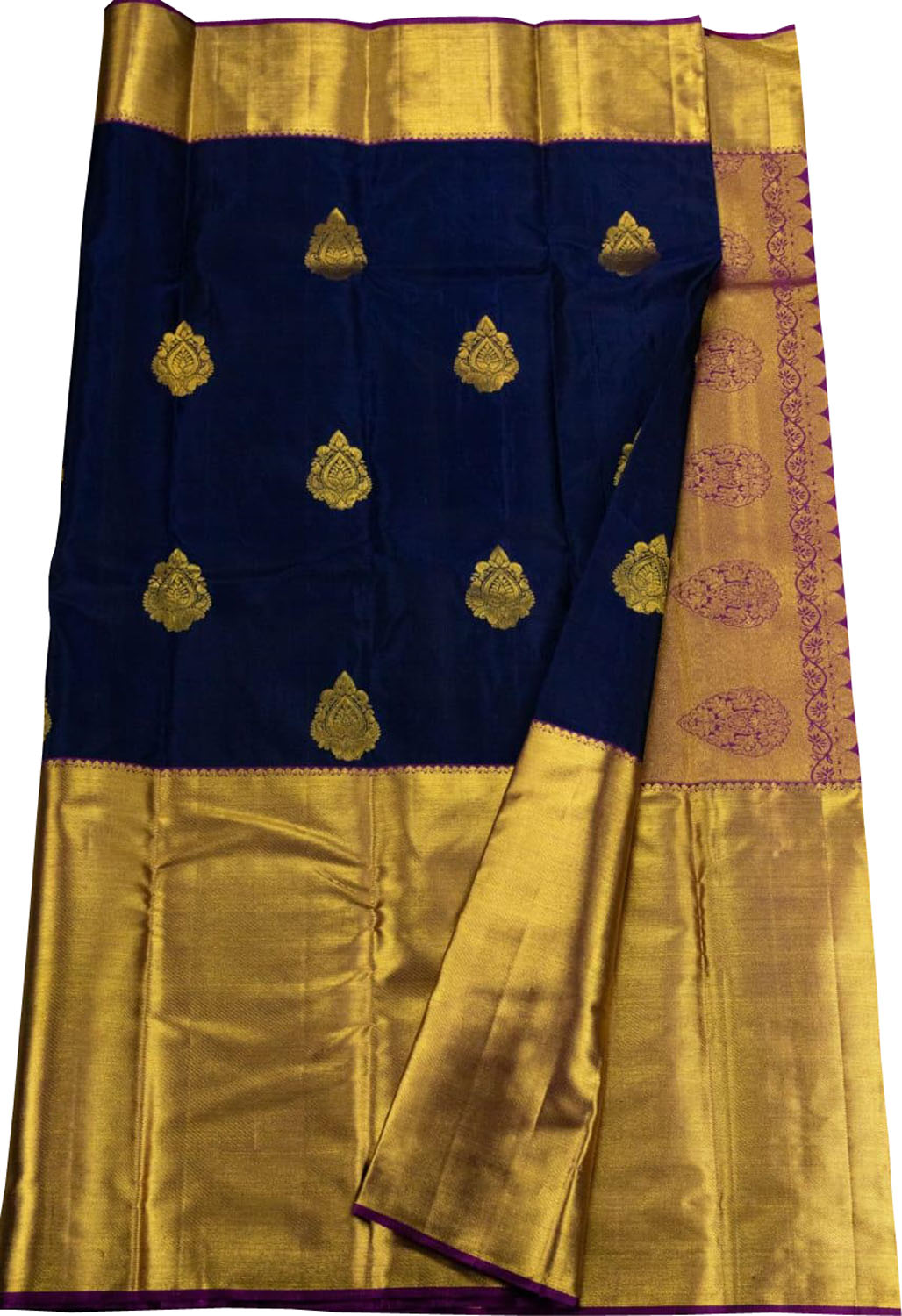 Blue Kanjeevaram Handloom Silk Saree - Pure Elegance - Luxurion World