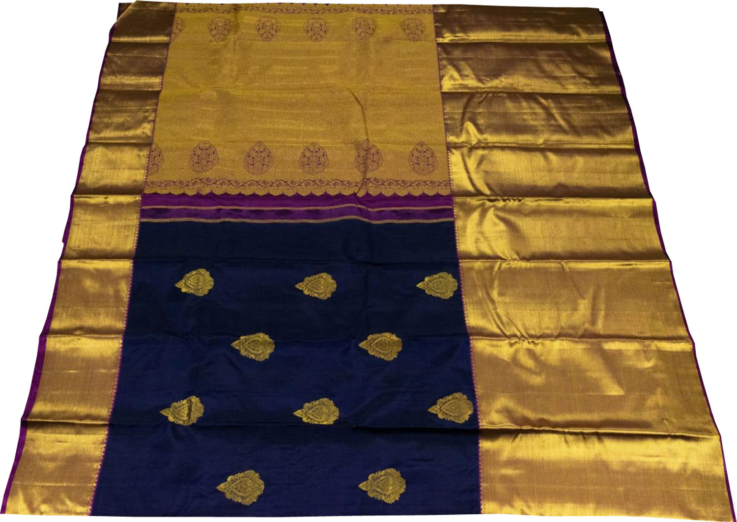 Blue Kanjeevaram Handloom Silk Saree - Pure Elegance - Luxurion World