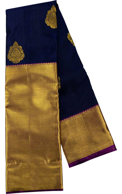Blue Kanjeevaram Handloom Silk Saree - Pure Elegance - Luxurion World