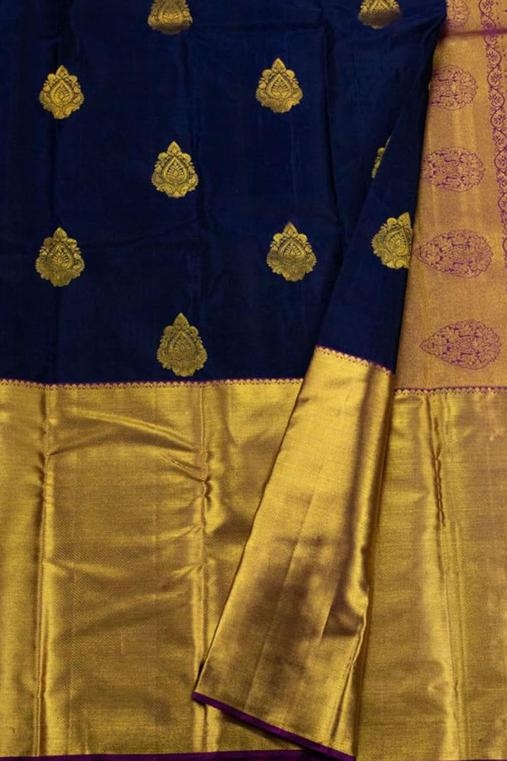 Blue Kanjeevaram Handloom Silk Saree - Pure Elegance - Luxurion World