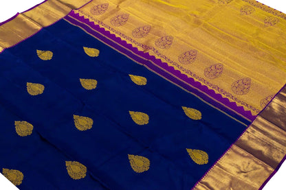 Royal Blue Kanjeevaram Silk Saree - Handloom Pure Elegance - Luxurion World