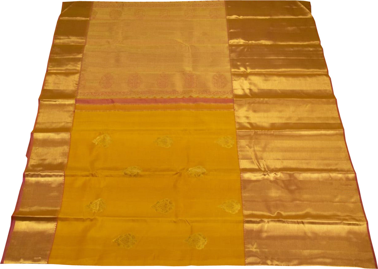 Golden Glow: Yellow Kanjeevaram Pure Silk Saree - Luxurion World