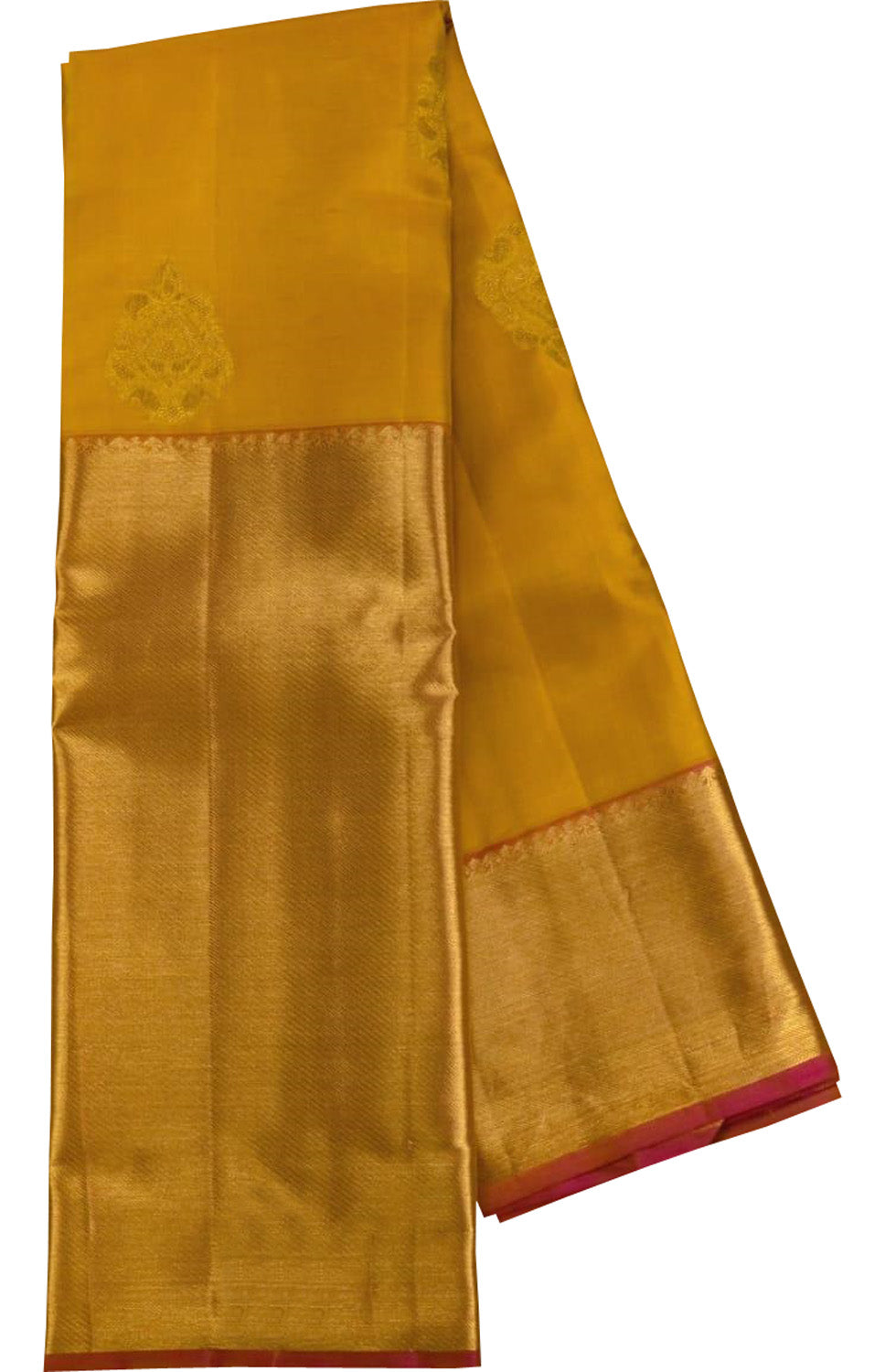 Golden Glow: Yellow Kanjeevaram Pure Silk Saree - Luxurion World