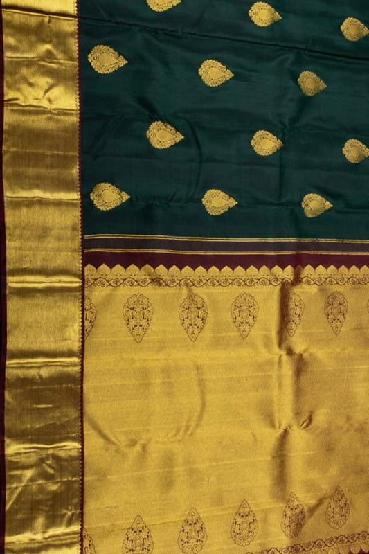 Green Kanjeevaram Handloom Silk Saree - Pure Elegance - Luxurion World