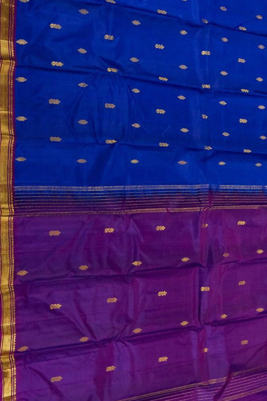 Royal Blue Kanjeevaram Silk Saree - Handloom Pure Elegance - Luxurion World
