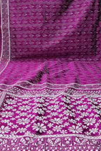 Exquisite Purple Kantha Work Bangalore Silk Saree - Luxurion World