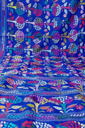 Blue Kantha Work Bangalore Silk Saree - Luxurion World