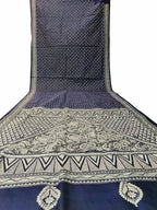 Blue Kantha Work Bangalore Silk Saree - Luxurion World