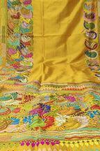 Yellow Kantha Work Bangalore Silk Saree - Luxurion World