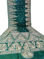 Green Kantha Work Bangalore Silk Saree - Luxurion World