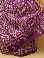 Purple Hand Embroidered Gujarati Kantha Bangalore Silk Saree - Luxurion World