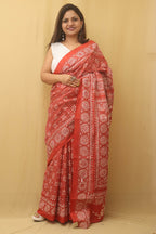 Orange Embroidered Kantha Pure Banglore Silk Saree - Luxurion World