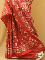 Orange Embroidered Kantha Pure Banglore Silk Saree - Luxurion World