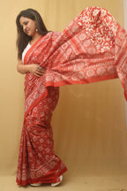 Orange Embroidered Kantha Pure Banglore Silk Saree - Luxurion World