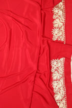 Exquisite Red Embroidered Kashmiri Tilla Work Crepe Saree - Luxurion World