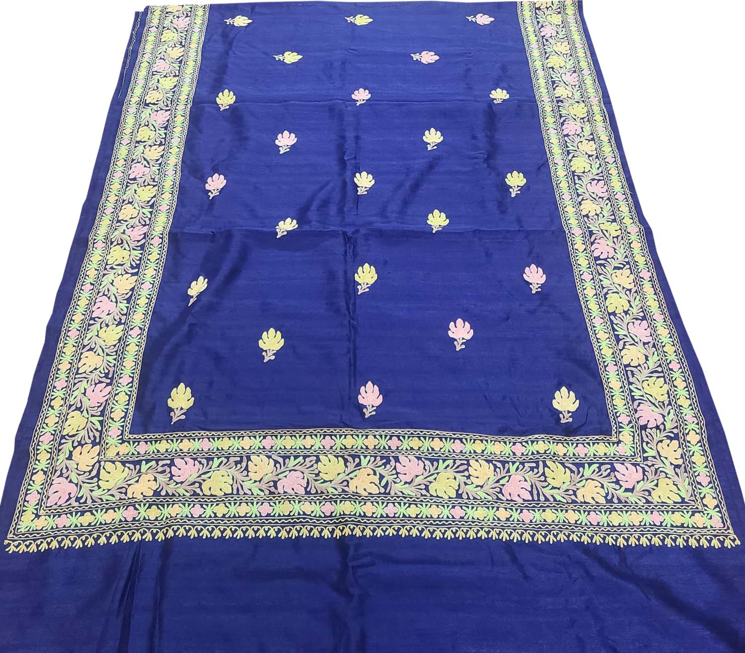 Exquisite Blue Silk Saree with Hand Embroidery - Luxurion World
