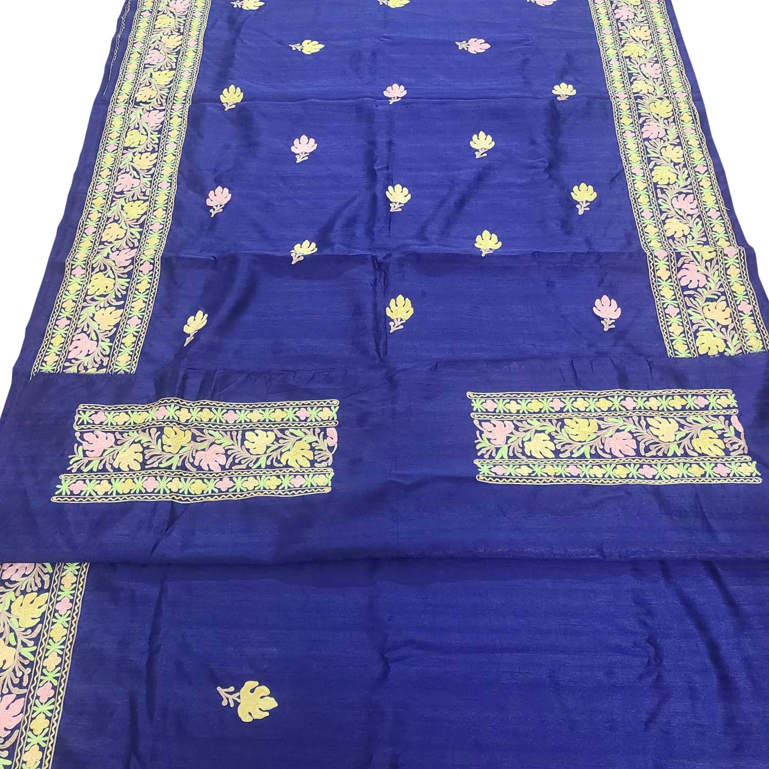 Exquisite Blue Silk Saree with Hand Embroidery - Luxurion World