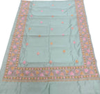 Elegant Grey Silk Saree with Hand Embroidery - Luxurion World