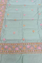 Elegant Grey Silk Saree with Hand Embroidery - Luxurion World