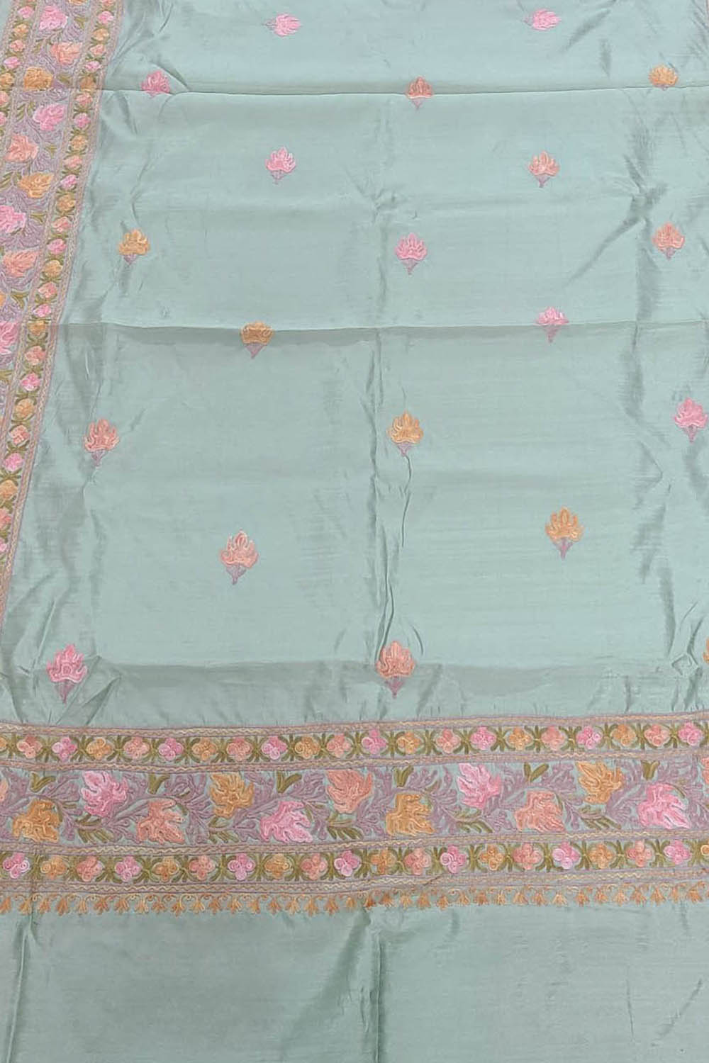 Elegant Grey Silk Saree with Hand Embroidery - Luxurion World