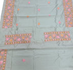 Elegant Grey Silk Saree with Hand Embroidery - Luxurion World