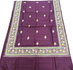 Exquisite Maroon Silk Saree with Kashmiri Aari Embroidery - Luxurion World