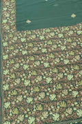 Green Kashmiri Aari Work Georgette Saree - Luxurion World