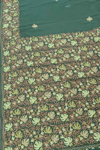 Green Kashmiri Aari Work Georgette Saree - Luxurion World