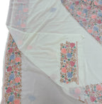 Elegant Off White Kashmiri Aari Work Saree - Luxurion World