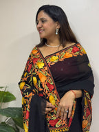 Black Embroidered Kashmiri Aari Work Georgette Saree IS1K4SD826102801
