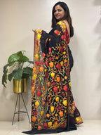 Black Embroidered Kashmiri Aari Work Georgette Saree IS1K4SD826102801