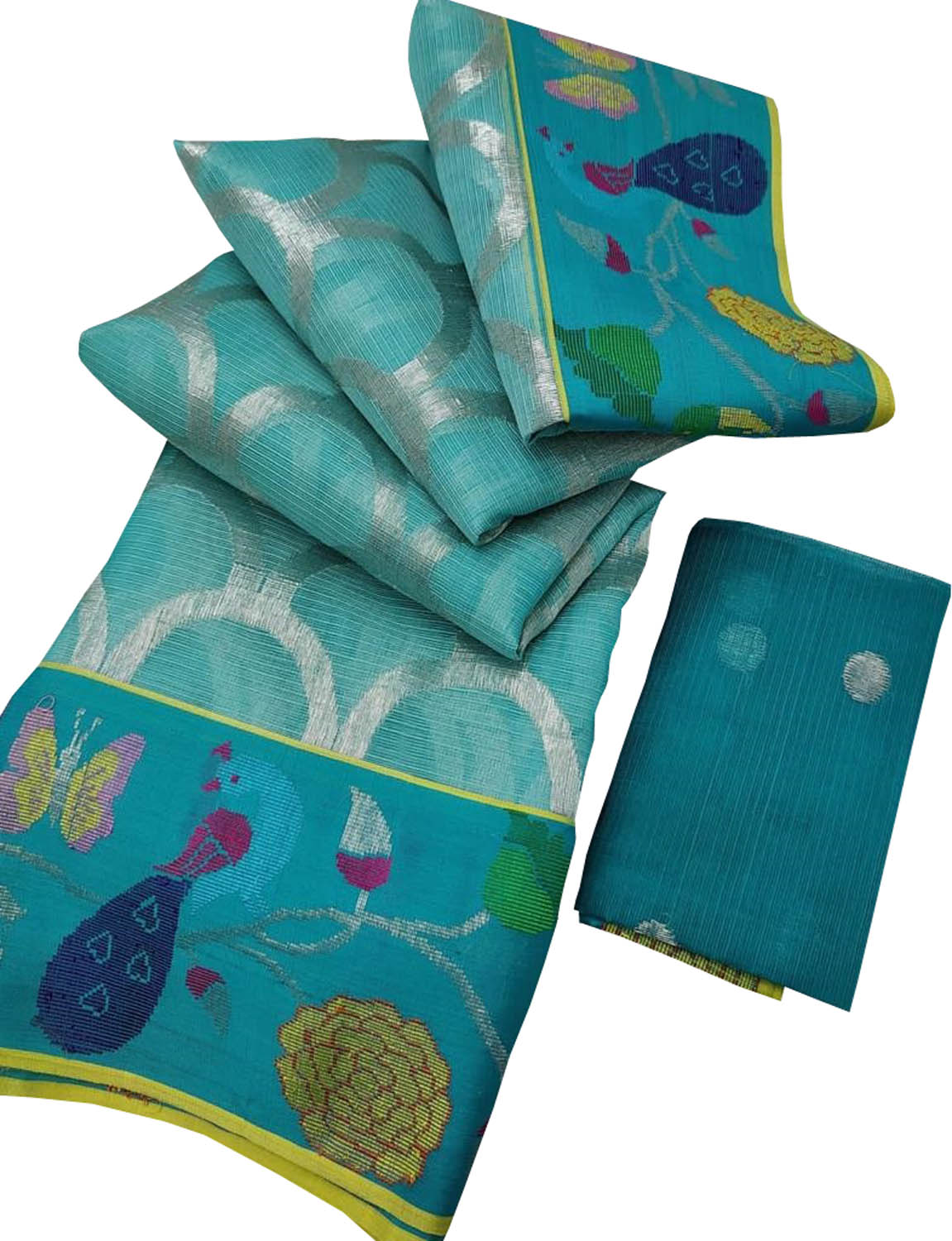 Stunning Blue Kota Doria Saree with Handloom Weaving and Real Zari Embellishments - Luxurion World