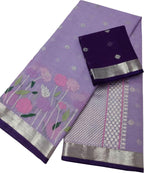 Real Zari Purple Kota Doria Handloom Saree - Elegant and Timeless - Luxurion World