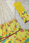 Stunning Off White and Yellow Kota Doria Saree with Real Zari Weaving - Luxurion World