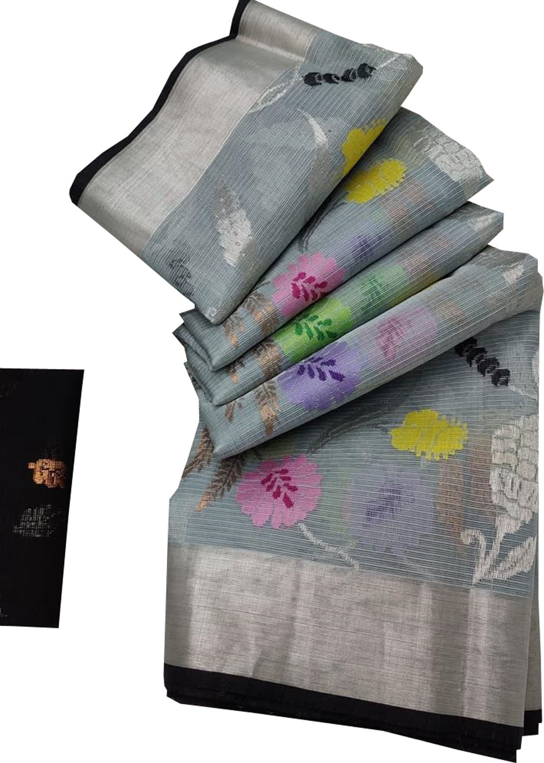 Exquisite Grey Kota Doria Handloom Saree with Real Zari Embellishments - Luxurion World