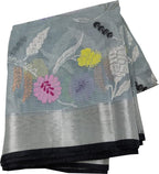Exquisite Grey Kota Doria Handloom Saree with Real Zari Embellishments - Luxurion World
