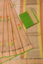 Stunning Orange Kota Doria Saree with Handloom Weave and Real Zari Embellishments - Luxurion World