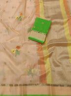 Stunning Orange Kota Doria Saree with Handloom Weave and Real Zari Embellishments - Luxurion World
