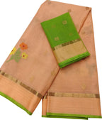 Stunning Orange Kota Doria Saree with Handloom Weave and Real Zari Embellishments - Luxurion World
