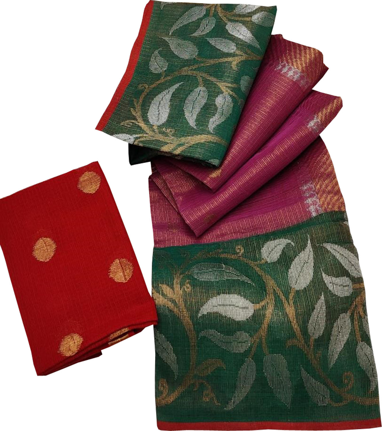 Stunning Pink and Red Kota Doria Silk Saree with Real Zari Weaving - Luxurion World