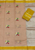 Pastel And Yellow Kota Doria Handloom Real Zari Saree - Luxurion World