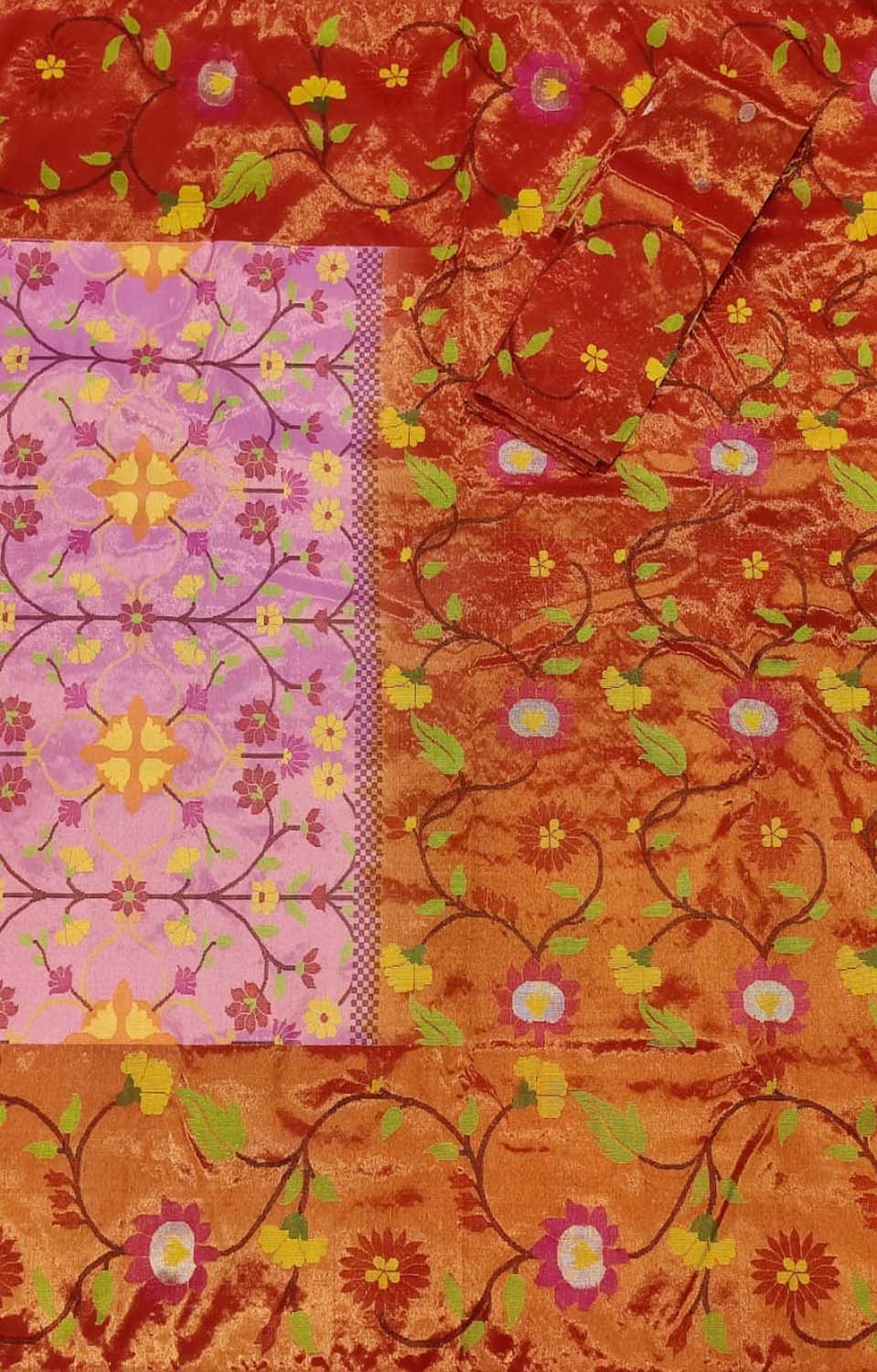 Pink Kota Doria Handloom Real Zari Saree - Luxurion World