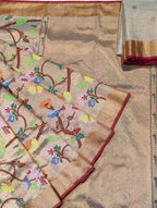 Pastel Kota Doria Handloom Real Zari Double Tissue Saree - Luxurion World