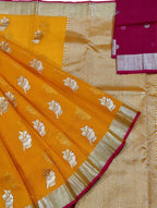 Orange And Pink Kota Doria Handloom Real Zari Saree - Luxurion World