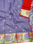 Purple And Red Kota Doria Handloom Real Zari Saree - Luxurion World