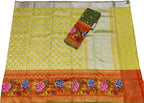 Yellow And Green Kota Doria Handloom Tissue Real Zari Saree With Paithani Border - Luxurion World