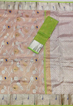 Elegant Pastel Kota Doria Handloom Saree with Real Zari Tissue - Luxurion World