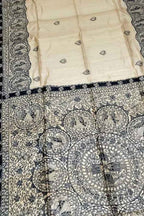 Pastel Hand Painted Madhubani Pure Desi Tussar Silk Saree - Luxurion World
