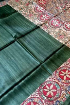 Hand Painted Madhubani Tussar Silk Saree - Luxurion World